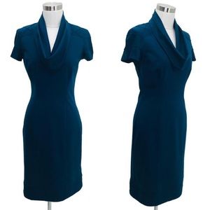 CACHE Navy Blue Cowl Neck Dress 6